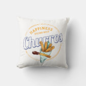 チュロスナックヴィンテージデザートレトロ通り食品 クッション (正面)