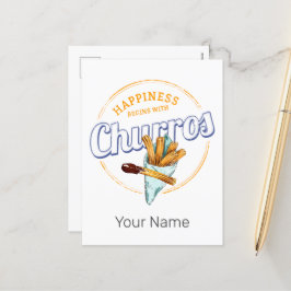 チュロスナックヴィンテージデザートレトロ通り食品 シーズンポストカード