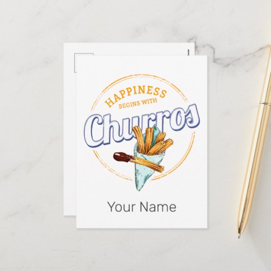 チュロスナックヴィンテージデザートレトロ通り食品 シーズンポストカード (正面/裏面インサイチュ)