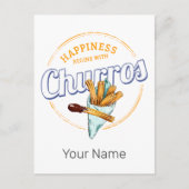 チュロスナックヴィンテージデザートレトロ通り食品 シーズンポストカード (正面)