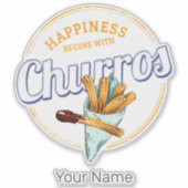 チュロスナックヴィンテージデザートレトロ通り食品 シール (正面)