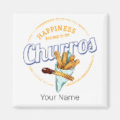 チュロスナックヴィンテージデザートレトロ通り食品 マグネット (正面)