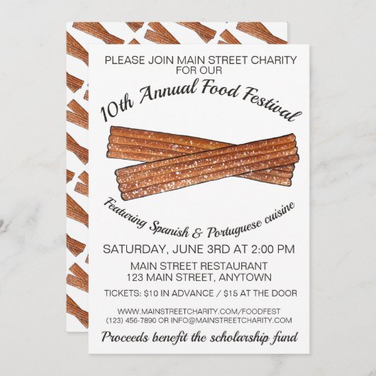 チュロスペインのポルトガル国産チュロス食品フェスティバル 招待状 (正面/裏面)