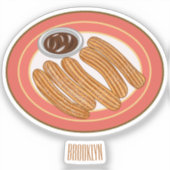 チュロ漫画イラストレーション シール (正面)