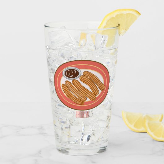 チュロ漫画イラストレーション タンブラーグラス (アイス裏面)