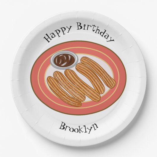 チュロ漫画イラストレーション ペーパープレート (正面)