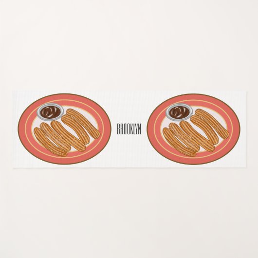 チュロ漫画イラストレーション ヨガマット (正面(横))