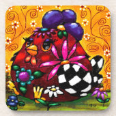 チュンお洒落クファンキーフローラチキンカラフル コースター (正面)