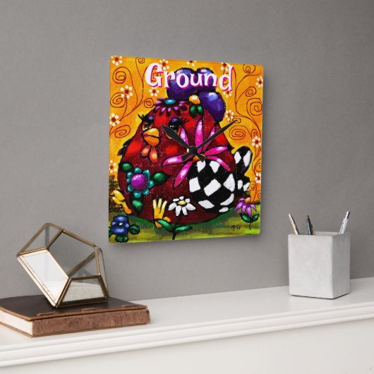 チュンお洒落クファンキーフローラチキンパーソナライズされた スクエア壁時計 (オフィス)