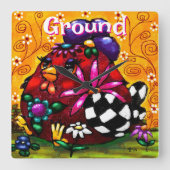 チュンお洒落クファンキーフローラチキンパーソナライズされた スクエア壁時計 (正面)