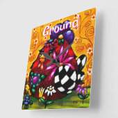 チュンお洒落クファンキーフローラチキンパーソナライズされた スクエア壁時計 (傾斜)