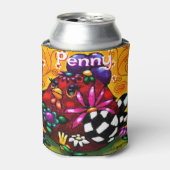 チュンお洒落クファンキーフローラチキンパーソナライズされた 缶クーラー (缶正面)