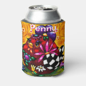 チュンお洒落クファンキーフローラチキンパーソナライズされた 缶クーラー (缶裏面)
