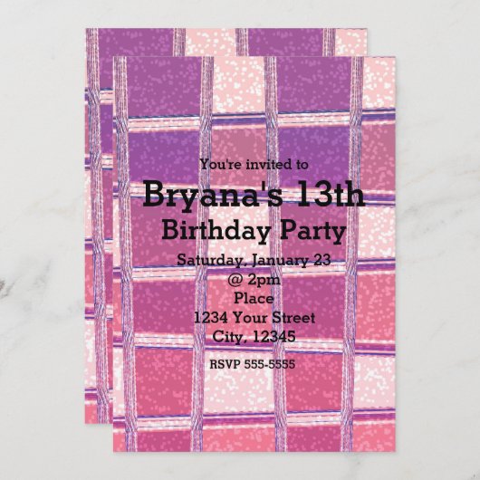 チュンキーシックグリッタースクウェアズグラムパーティの招待状 招待状 (正面/裏面)