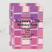 チュンキーシックグリッタースクウェアズグラムパーティの招待状 招待状 (正面/裏面)