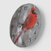 チュンキーレッド（鳥）ショウジョウコウカンチョウオンブランチインウィンタースノー ラージ壁時計 (傾斜)