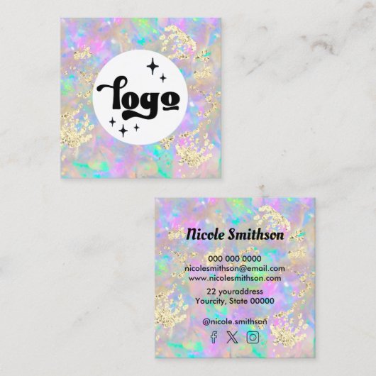 チュンフェイクキーグリッターオパール スクエア名刺 (正面/裏面)