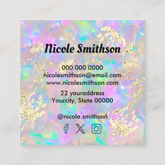 チュンフェイクキーグリッターオパール スクエア名刺 (裏面)