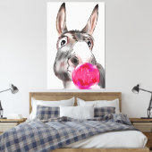 チューインガムの漫画と可愛いロバ キャンバスプリント (インサイチュ (寝室))