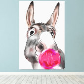 チューインガムの漫画と可愛いロバ キャンバスプリント (インサイチュ (ウッドフロア))