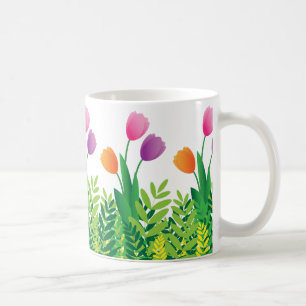 チューカラフルリップと緑の植物 コーヒーマグカップ