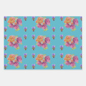 チューカラフルリップアートフラワーフローラリリー水彩 ラッピングペーパーシート (正面2)