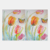 チューカラフルリップアートフラワーフローラリリー水彩 ラッピングペーパーシート (正面)