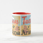 チューソンアリゾナの砂漠のイラストレーション マグカップ (中央)