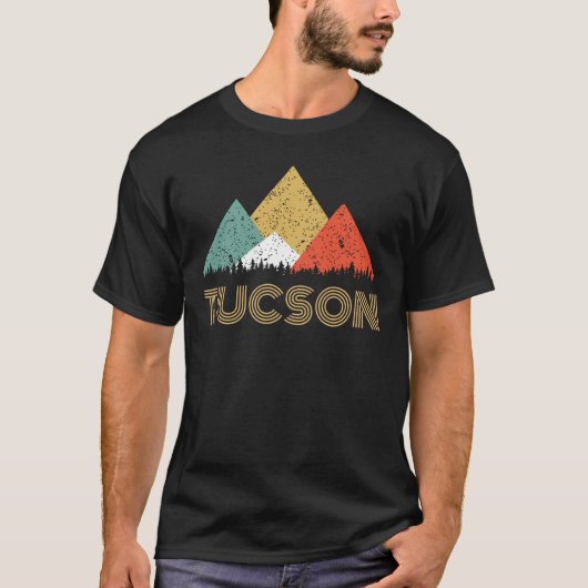 チューソン山のワイシャツのレトロ都市 Tシャツ (正面)