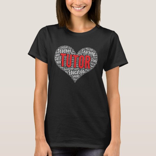 チューターハートシェイプワードクラウド Tシャツ (正面)