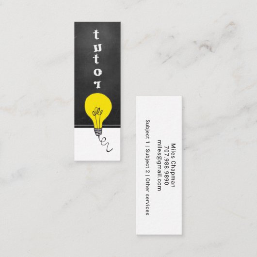 チューター又は先生電球チョークボーお洒落ド スキニー名刺 (正面/裏面)