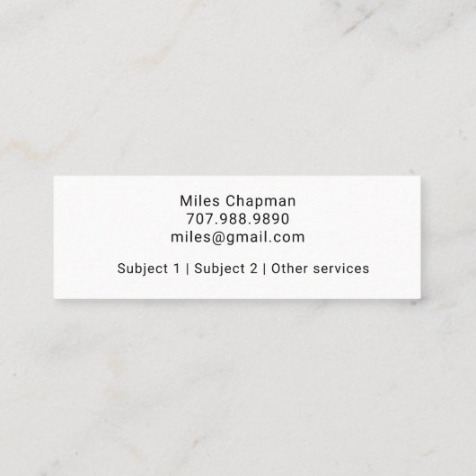 チューター又は先生電球チョークボーお洒落ド スキニー名刺 (裏面)