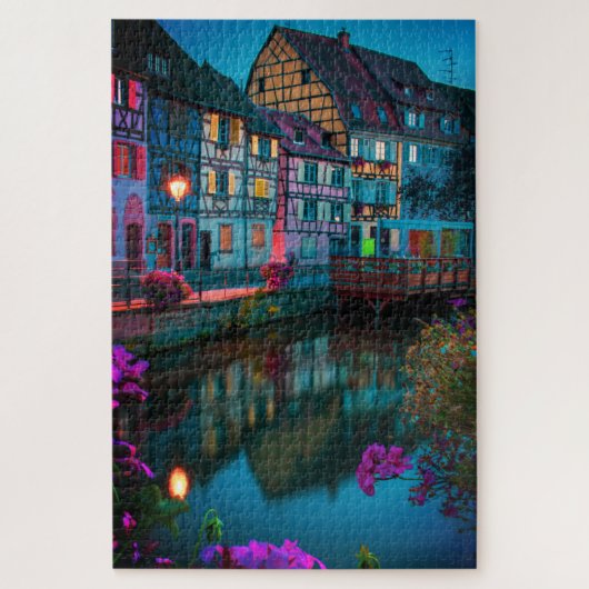 チューダーコテージハウスナイトオンリバーフランス ジグソーパズル (縦)