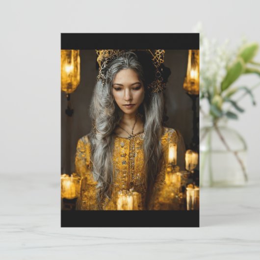 チューダースタイルドレスの美しい熟女 サンキューカード (スタンド正面)