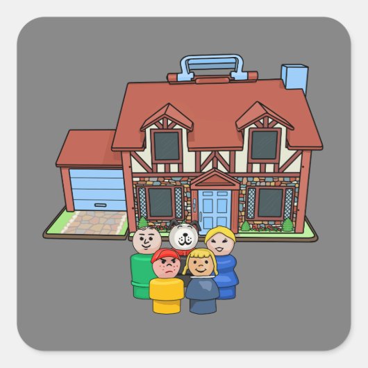 チューダーハウスを持つフィッシャープライスリトルピープルファミリー スクエアシール (正面)