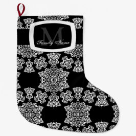 チューダーバラダマスク（白） （モノグラム） ラージクリスマスストッキング