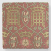 'チューダーバラ'、Sによって設計された再生壁紙 ストーンコースター (正面)