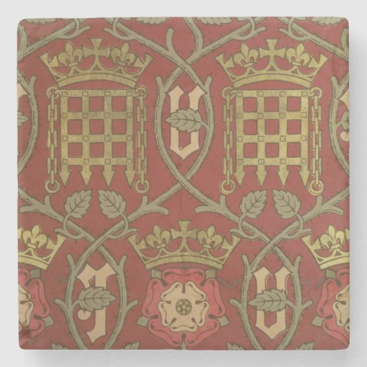 'チューダーバラ'、Sによって設計された再生壁紙 ストーンコースター (正面)