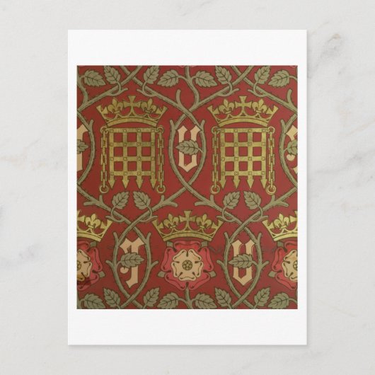 'チューダーバラ'、Sによって設計された再生壁紙 ポストカード (正面)