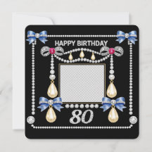 チューダー王朝風のダイヤモンドで飾られた80歳の誕生日カード