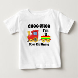 チューチュー 私は2歳の電車の子供の誕生日プレゼント ベビーTシャツ