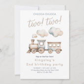 チューチュー！2歳！電車テーマの2歳の誕生日 招待状 (正面)
