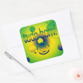 チュードベム！ブラジル国旗のカラーポップ・アートのアート スクエアシール (封筒)