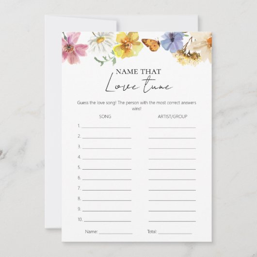 チューニングする名前 | Bohoブライダルシャワーゲームカード 招待状 (正面)