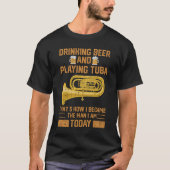 チューバおもしろい選手マーチングバンドビール飲み込みGif Tシャツ (正面)