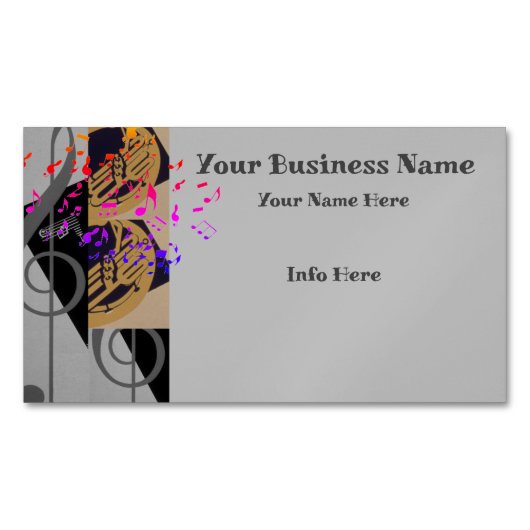 チューバと音楽ノート マグネット名刺 (正面)