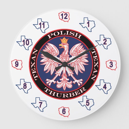 チューバーラウンドポーランドテキサン ラージ壁時計 (正面)