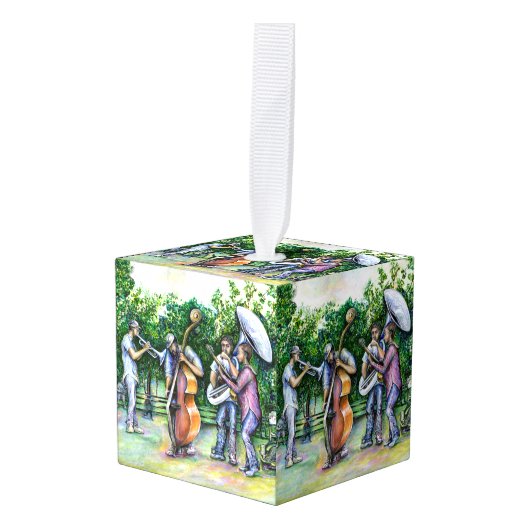 チューバ奏者についてママは警告してくれなかった キューブオーナメント (正面アングル)