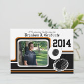 チューバ マーチングバンド 卒業写真 オレンジ 招待状 (スタンド正面)