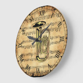 チューバ~ヴィンテージ·シート音楽の背景~ユニーク~ ラージ壁時計 (傾斜)